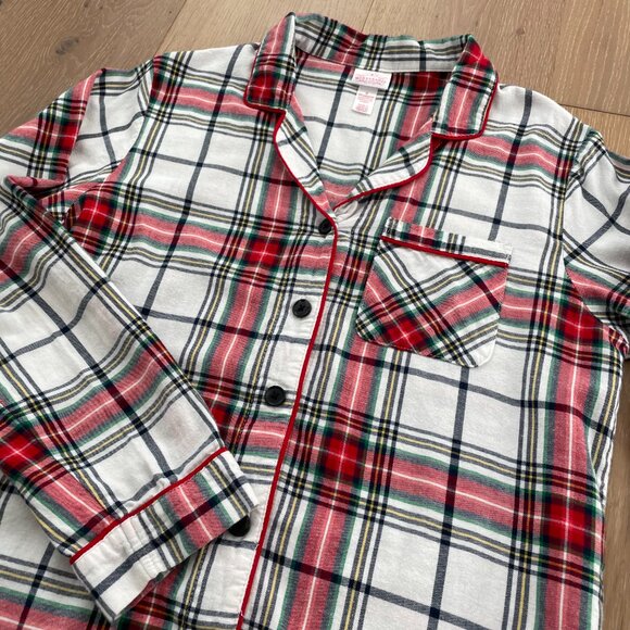 Wondershop Target Pajama Shirt Women Small Flannel Plaid White Tartan Sleepwear - Picture 4 of 13